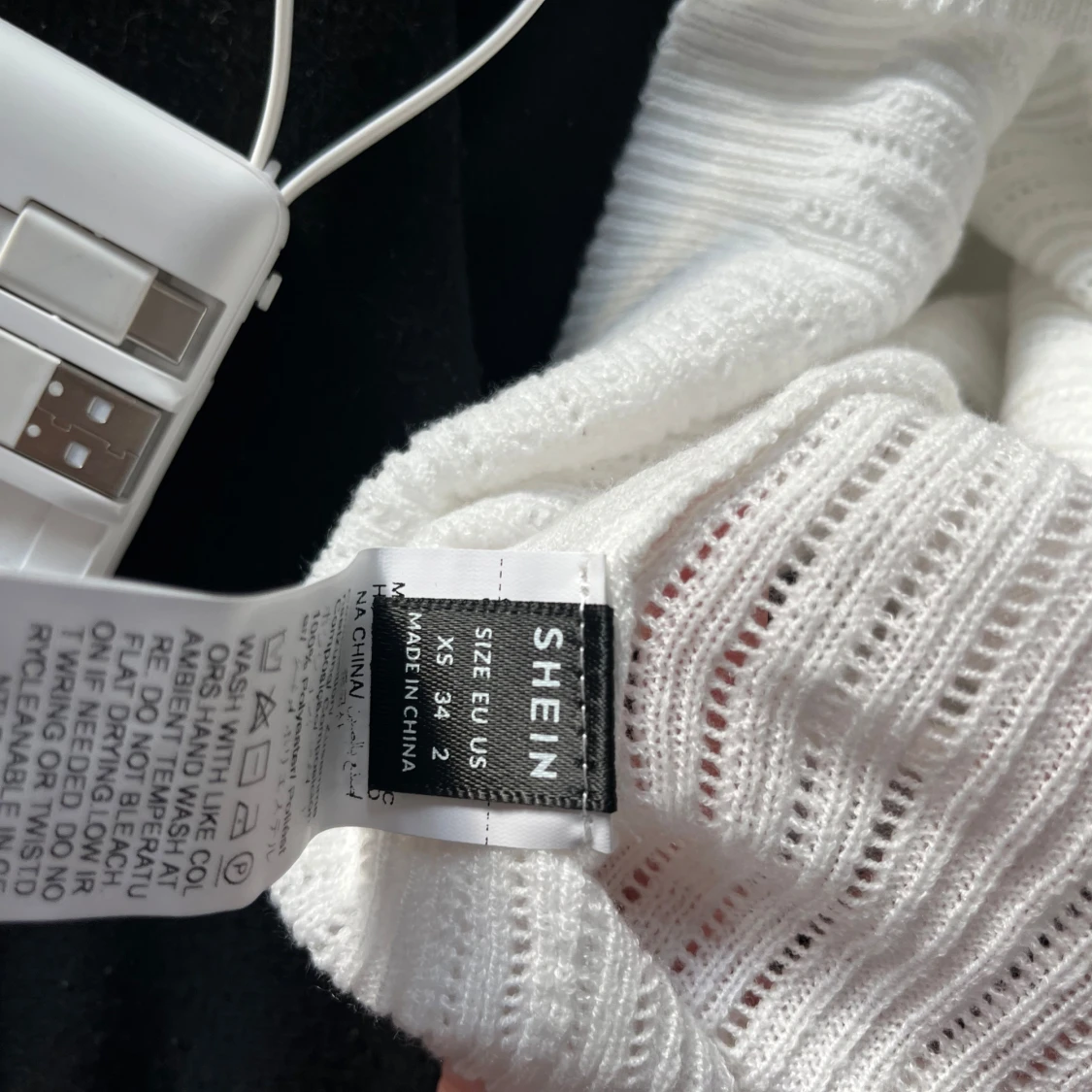 Vit ribbad of shoulder tröja från SHEIN - 2