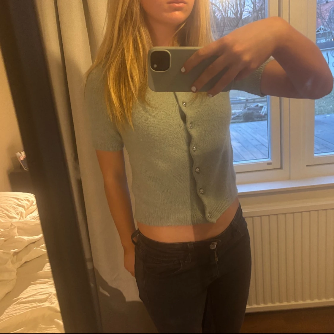 Grön kortärmad kofta  - 1