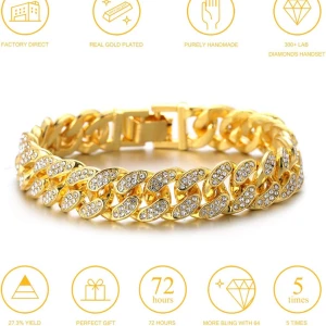 Guldpläterat armband med diamanter - Snyggt guldpläterat armband med glittrande labbdiamanter. Perfekt för att ge en lyxig touch till din stil. Handgjort med omsorg och detaljerat med en säker låsning.