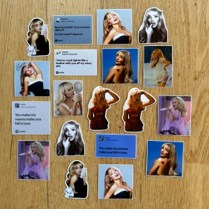 Sabrina carpenter stickers - Sabrina carpenter stickers i olika motiv! 8 kr/styck eller mängdrabatt! ✨💞 perfekt dekoration för att pynta skalet, datorn eller i böcker! 📚ca 2-6 cm 