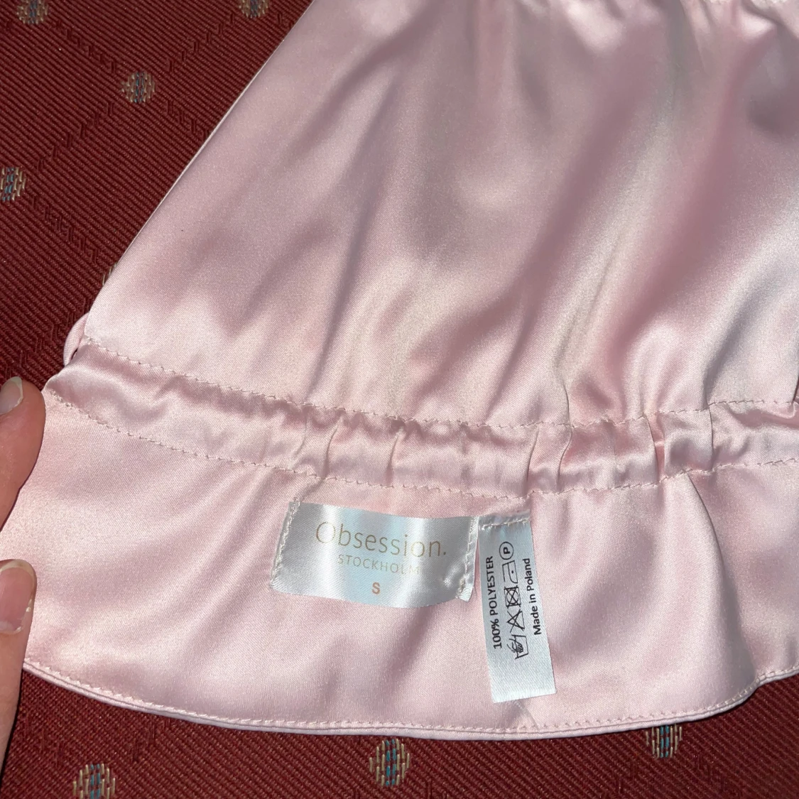 Ljusrosa satin halterneck linnetopp - 4