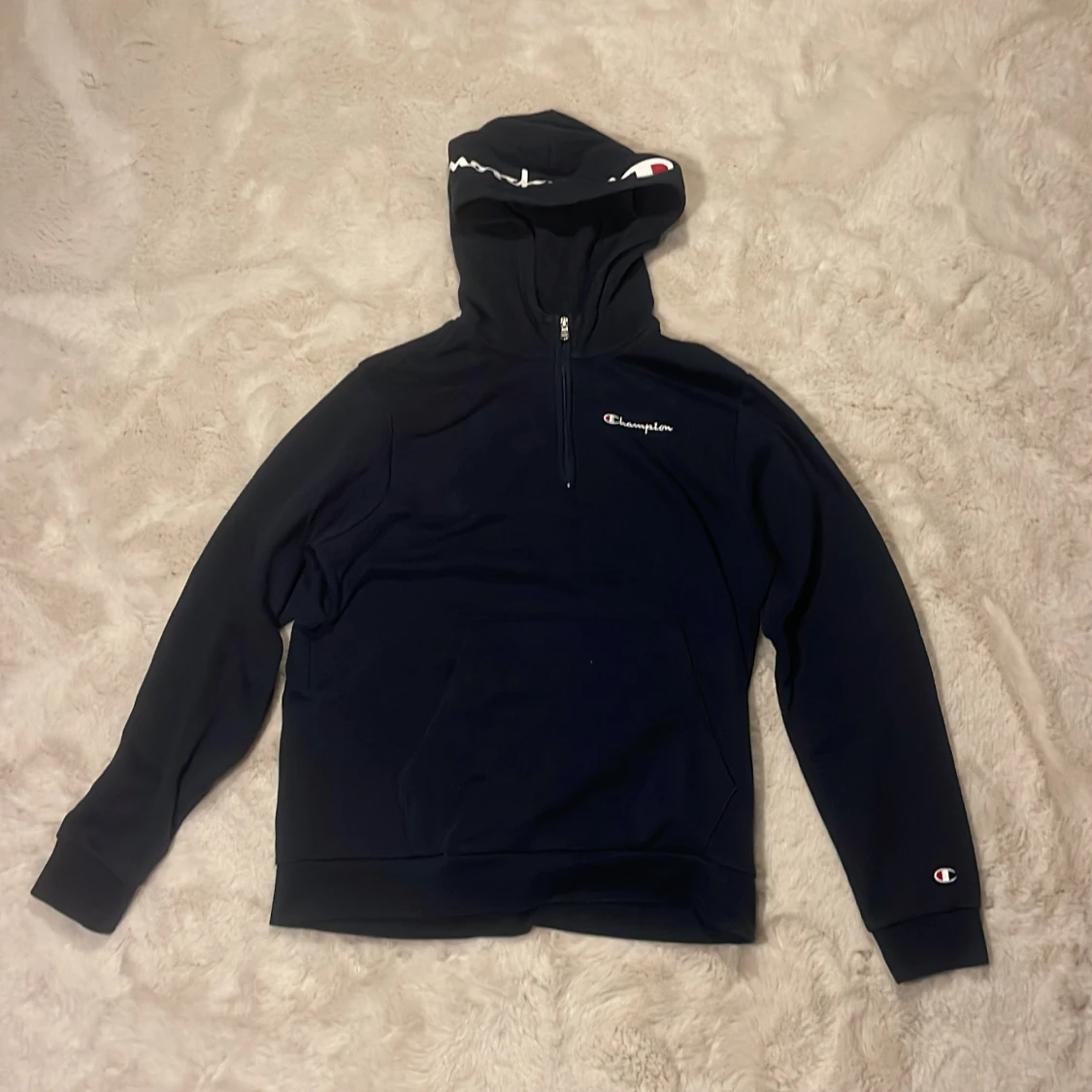 Mörkblå Champion hoodie half zip