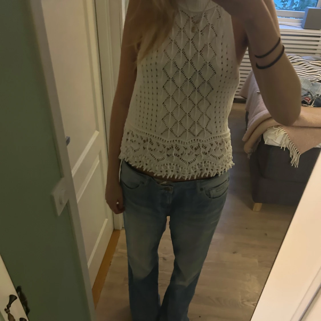 Vit virkad linnetopp Holly & Whyte - 1