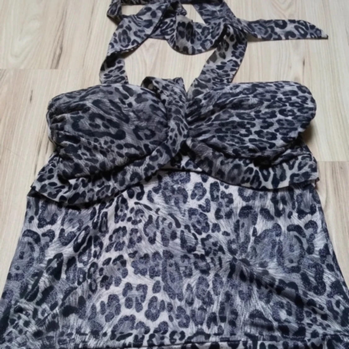 Leopardmönstrad halterneck tubtopp