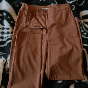 Jättesnygga bruna kostymbyxor från H&M! - En strykning(!) och de är ett par riktigt stiliga kostymbyxor från H&M. Byxorna har dragkedja och knapp framtill samt fickor. 