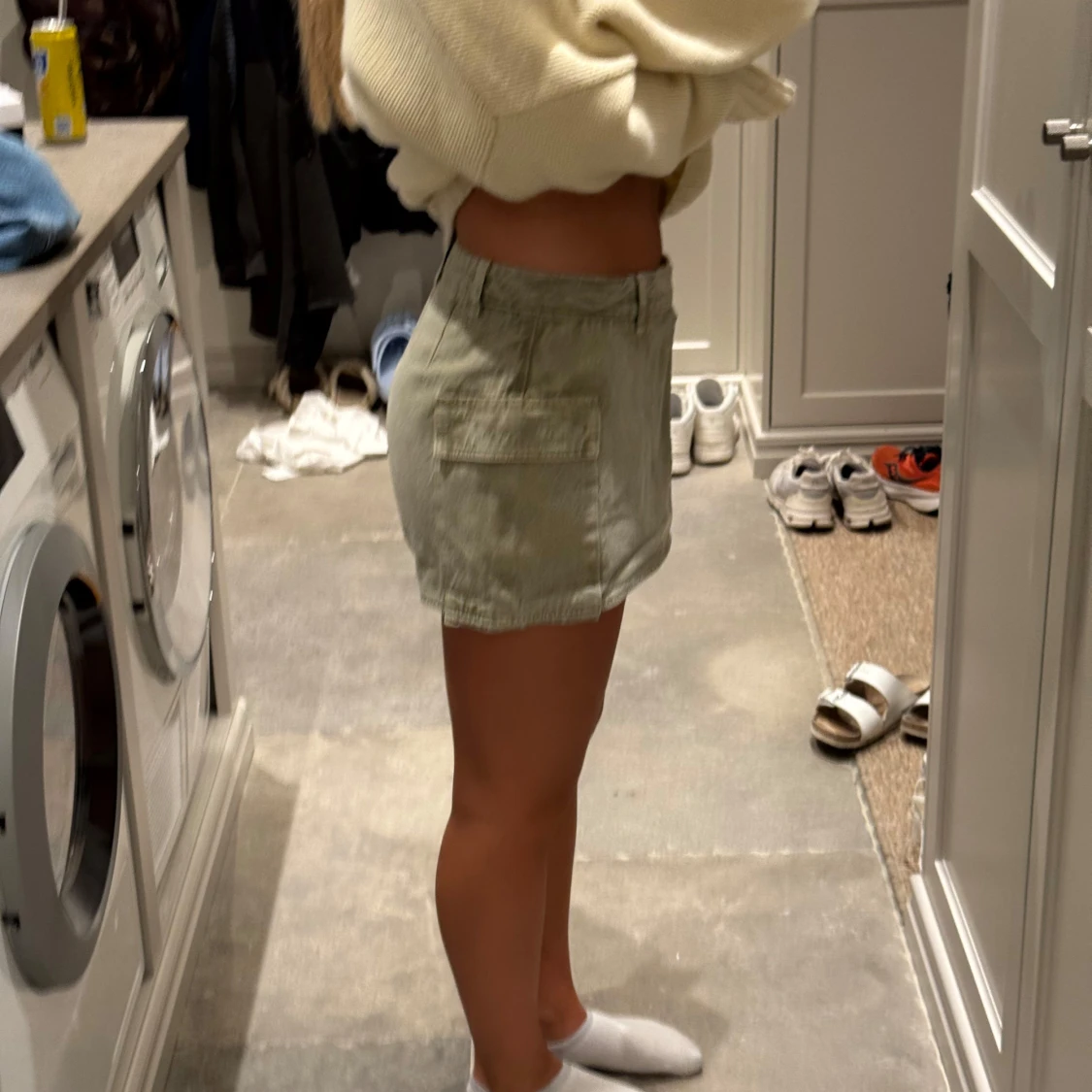 Grön omlott kortkjol med fickor - 1