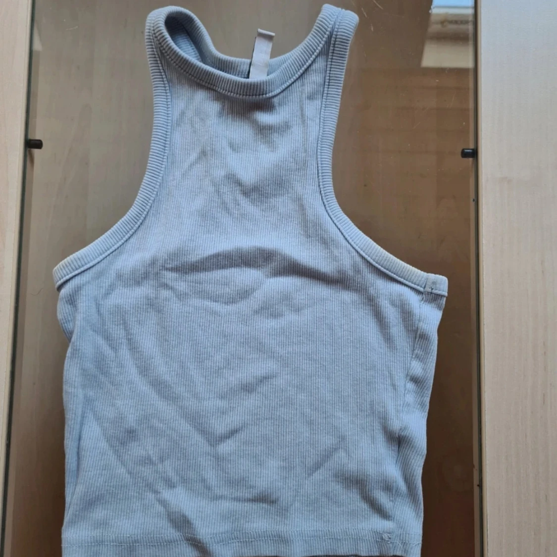 Ribbad blå linnetopp från H&M Divided