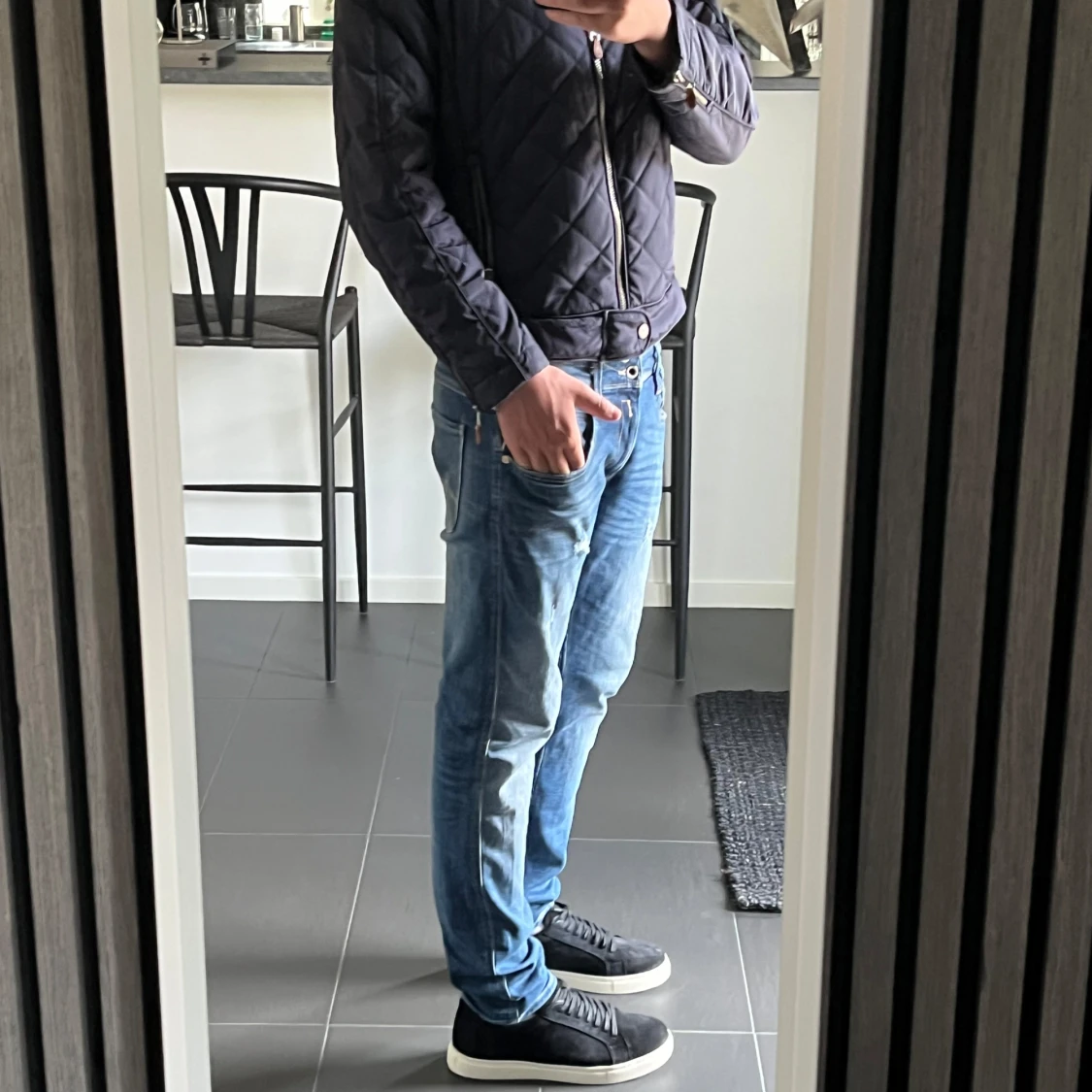 Navy blue Morris quilted jacka  - 1