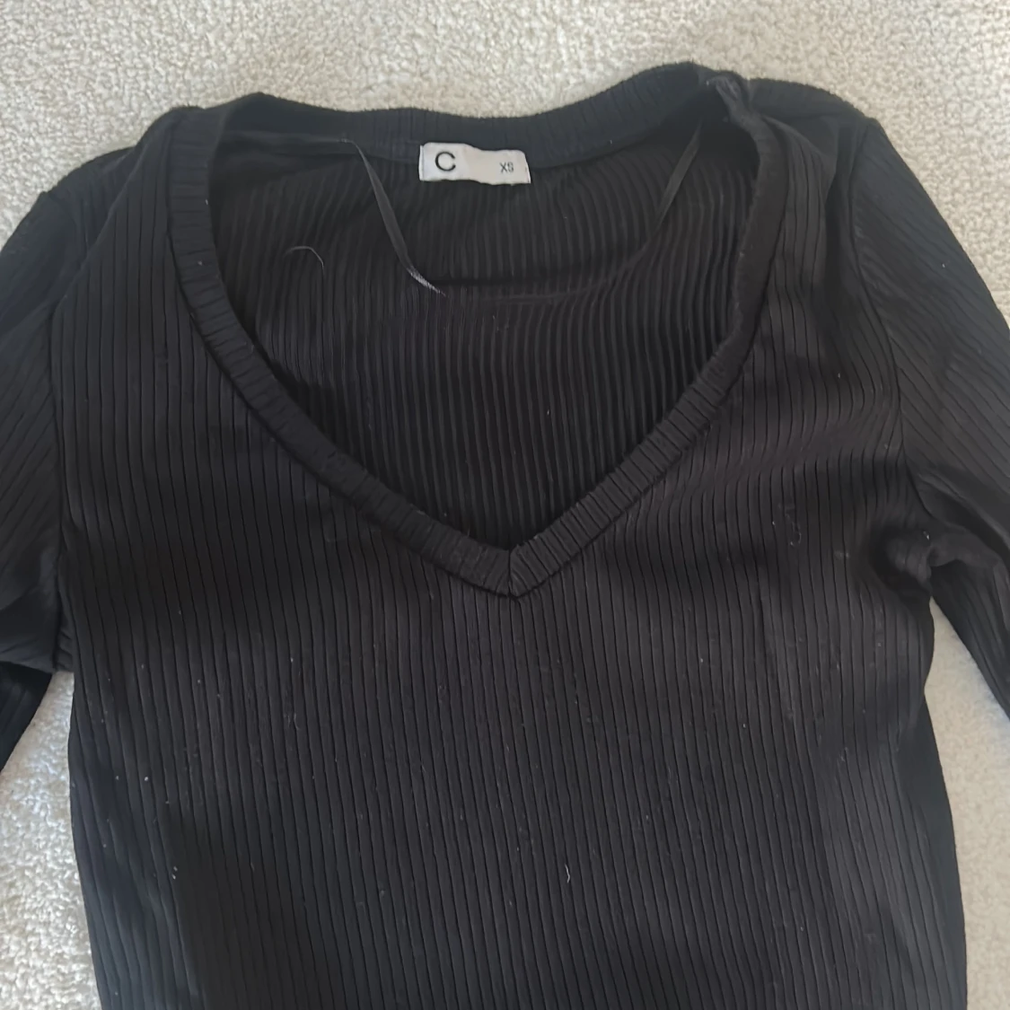 Svart ribbad långärmad topp och byxor - 4