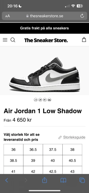 Air Jordan 1 Low Shadow - Säljer mina underbara Jordans pga att de är för små. Skokartongen ingår. Sparsamt använda. 