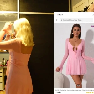 Rosa klänning  - Lite kort på mig som är 172 annars är den jättefin! Oanvänd 