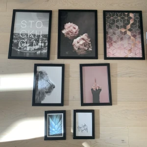 Ramar + posters  - Ramar och posters i olika storlekar. Posters från desenio och ramar från Ikea. Säljs som paket, är du intresserad av en särskild kontakta för pris.