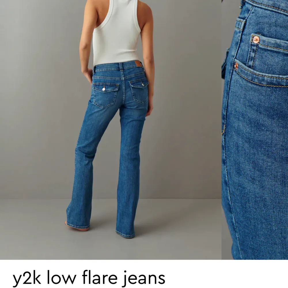Säljer dess jeans från Gina tricot som ät slutsålda på hemsidan, de är uppsprättade längst ner vilket gör att de är lite längre i benen än vanligt❤️knapptanvända då de är för små. Jeans & Byxor.