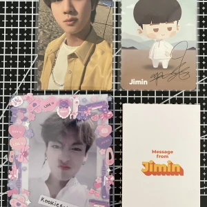Bts Säljer eller byter  - Säljer eller byter dessa! Har: Jin butter peacher ver, Jimin message card, proof seom pc. Vill ha: något på Jungkook wl(nästa bild) eller priser under,, ❌|❌|Jimin25kr