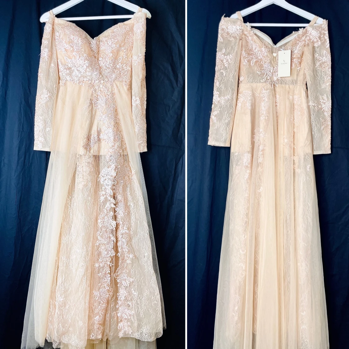 Spetsklänning Champagne. XS