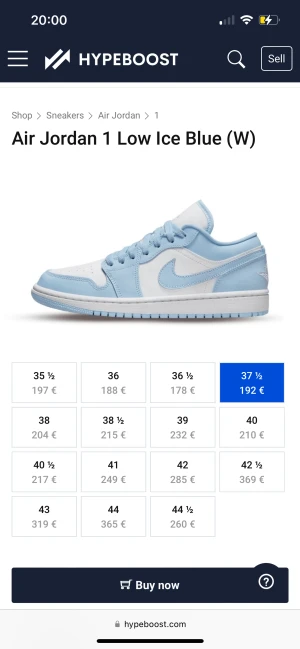 Jordan 1 low ice blue - Fick i födelsedag, knappt andvända. Hög efterfrågan Storlek 38