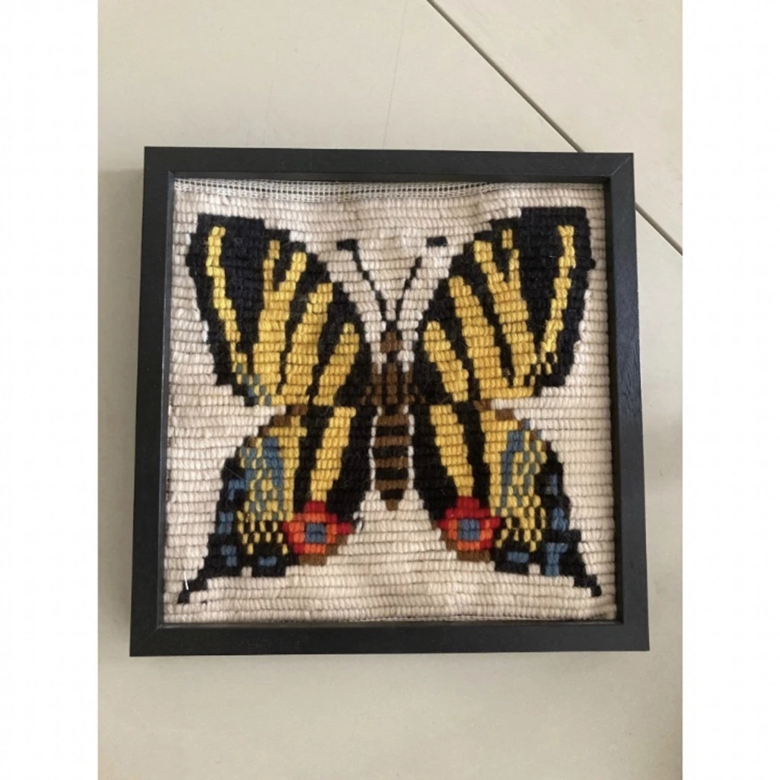 Fjäril vintage broderi tavla retro  - 90