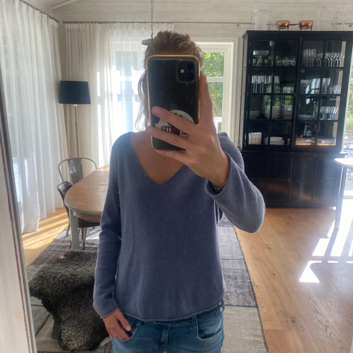 Blå kashmirtröja - 90