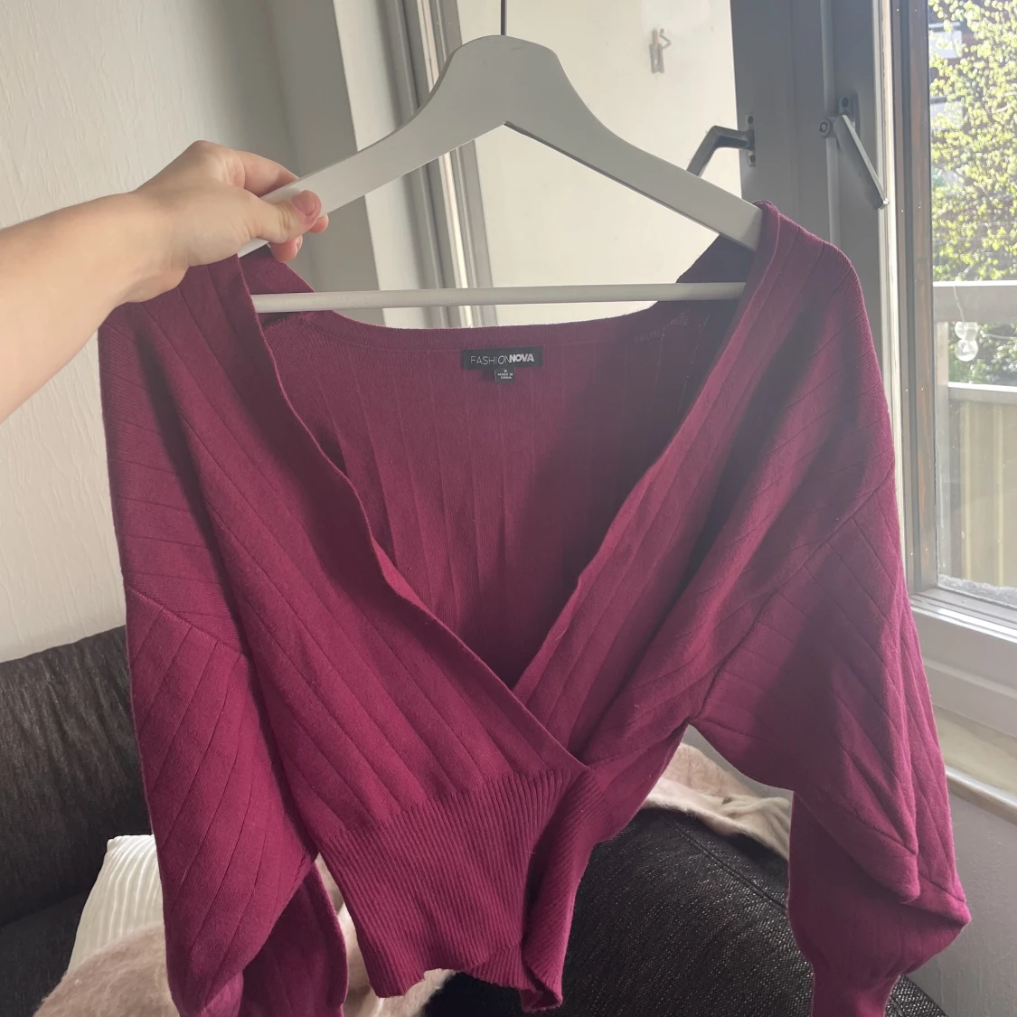 Vinröd urringad långarmad - 90