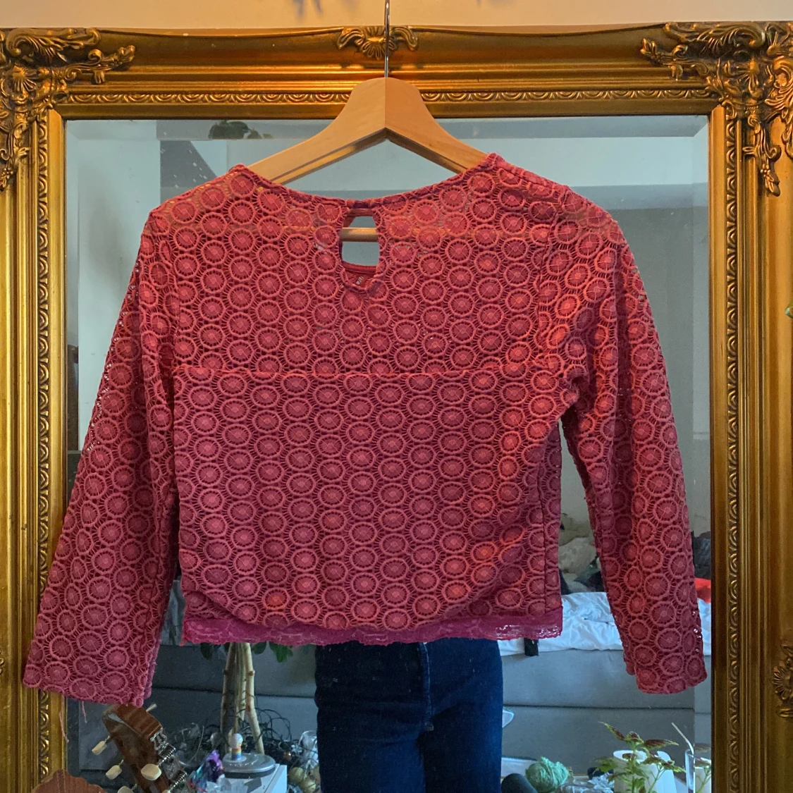 cool rosa halv mesh topp halvlånga ärmar - 90