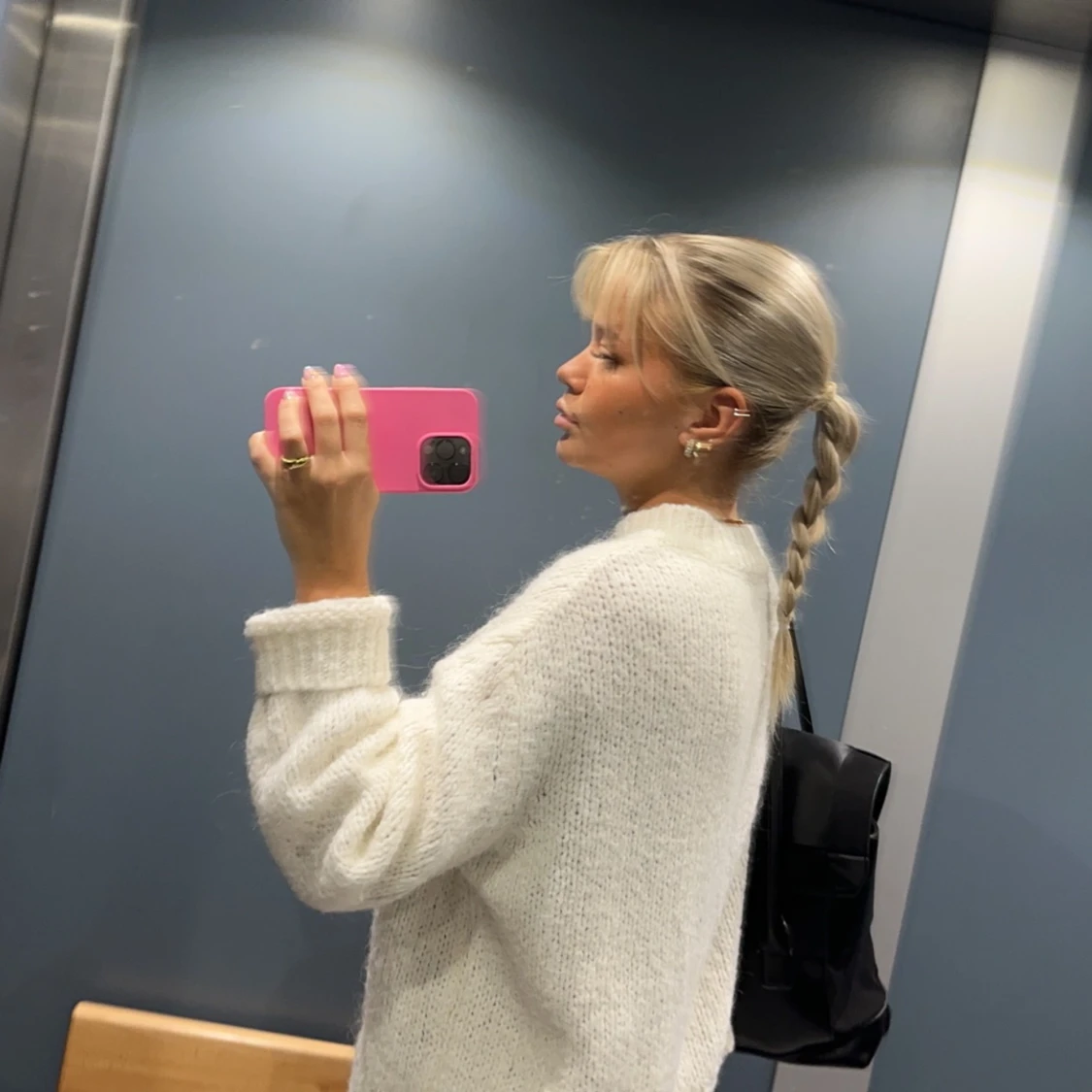 Vit stickad tröja - 90