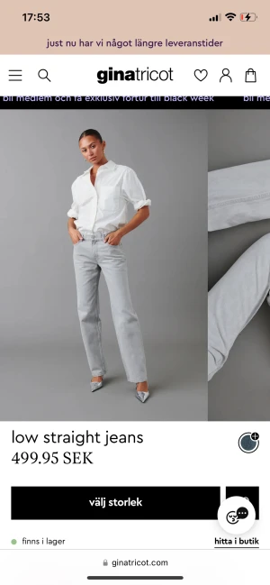 Gina tricot low straight jeans - Fint skick och passar mig som vanligtvis bär 36 och är 175 cm lång.