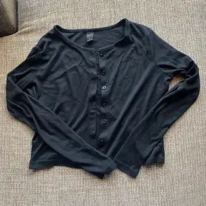 svart topp med knappar! snygg att ha både öppen och knäppt! köpt på shein och knappt använd :-( står storlek s men skulle säga att det är mer mot xs-hållet! säljer även det svarta linnet!