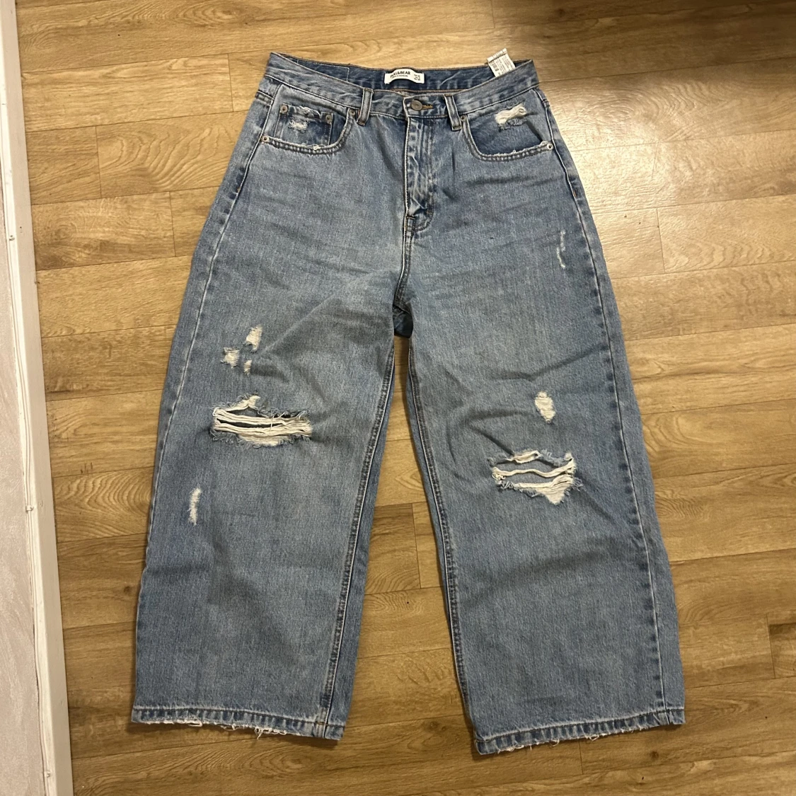 wide leg ripped jeans