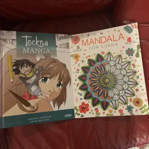 Teckna manga säljs för 40kr Mandala för vuxna 70kr OANVÄND  Finns inga repor eller skador på böckerna som jag har sett 👐🏻
