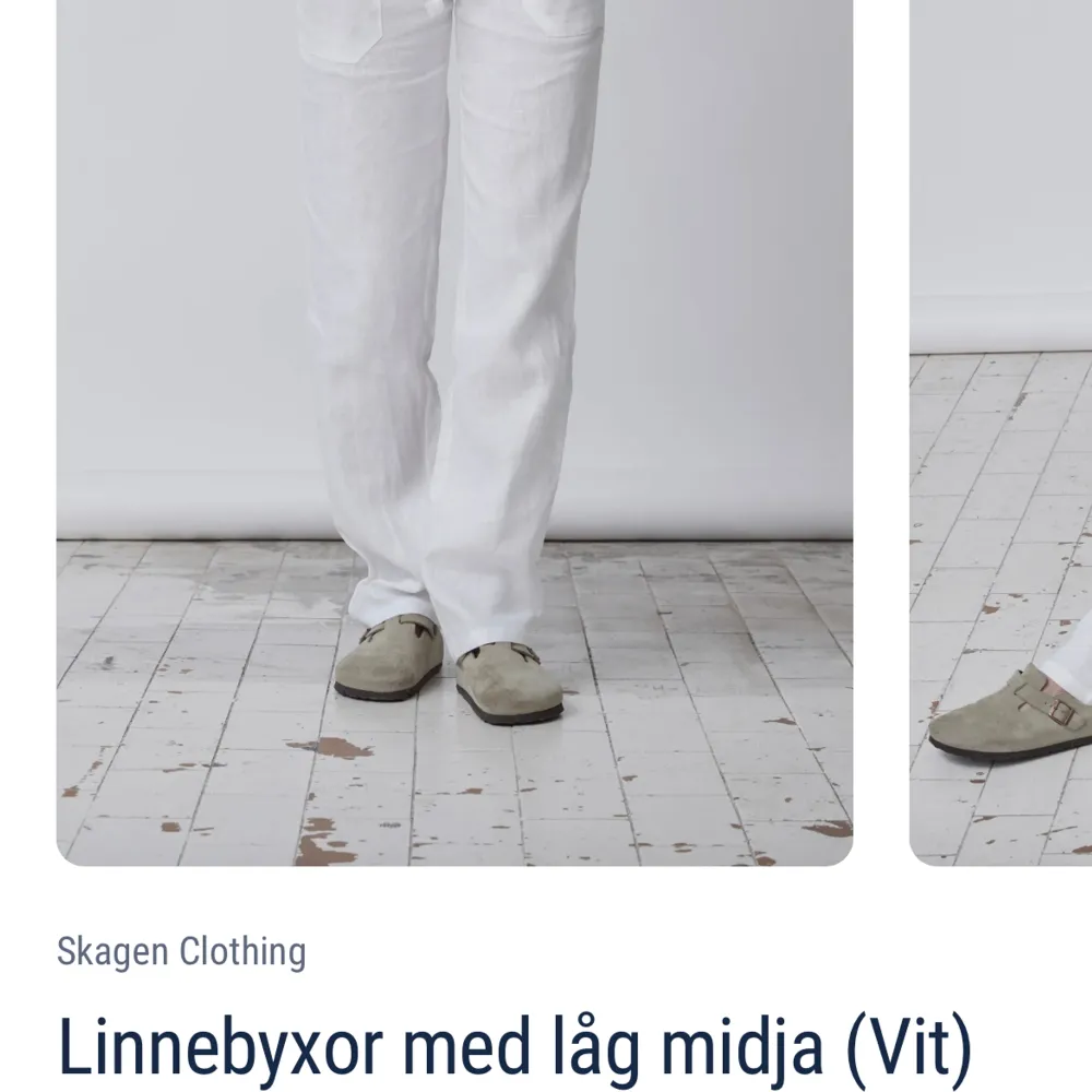 Har dessa två super fina linnebyxornq från Skagen clothing helt nya i storlek Xs i båda. Säljes så dom tyvärr blev för tajta på mig.  750kr st HELT OANVÄNDA. Jeans & Byxor.