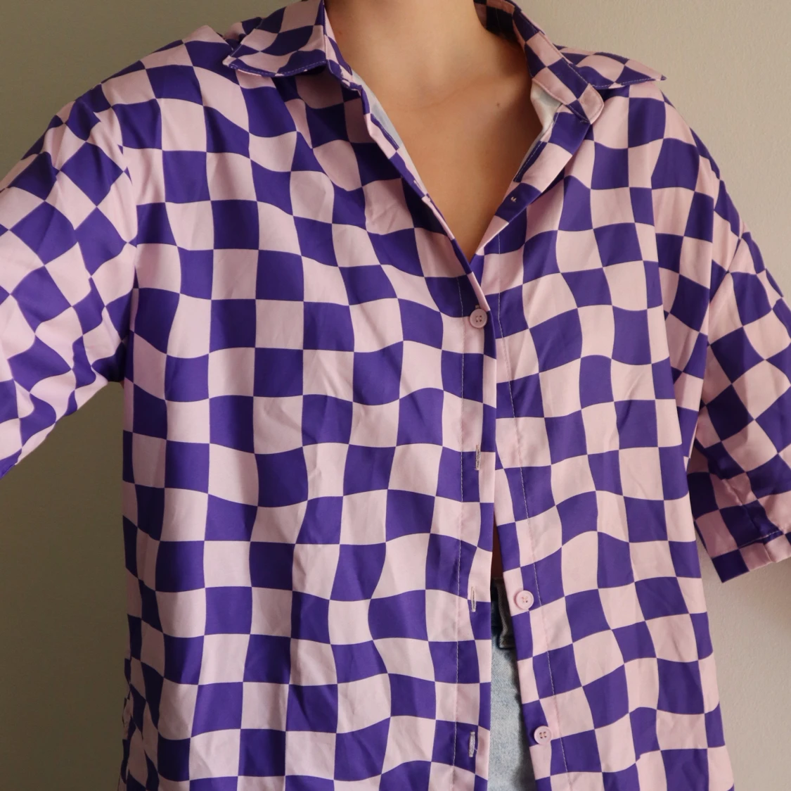 Oversized rutig skjorta 