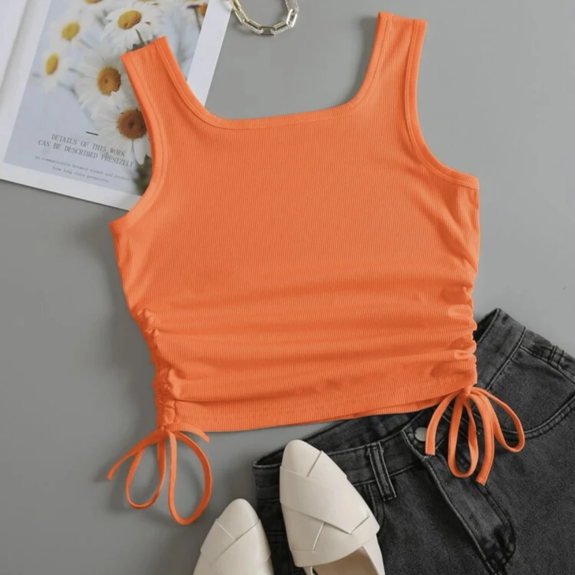 Orange crop top strl XS