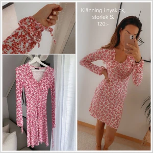 Blommig klänning  - Knytning i armarna. Nyskick. 