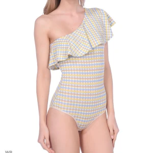 bodysuit med volang på en axel - body med volang på en axel storlek XS-S för längden 160-175 sm viskos, elastan