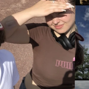 Pumatröja  - En simpel brun t-shirt med rosa pumatryck på framsidan! En perfekt upplyft basic inför sommaren💓 tröjan är använd Max 3 ggr och är i bra skick💓💗💖