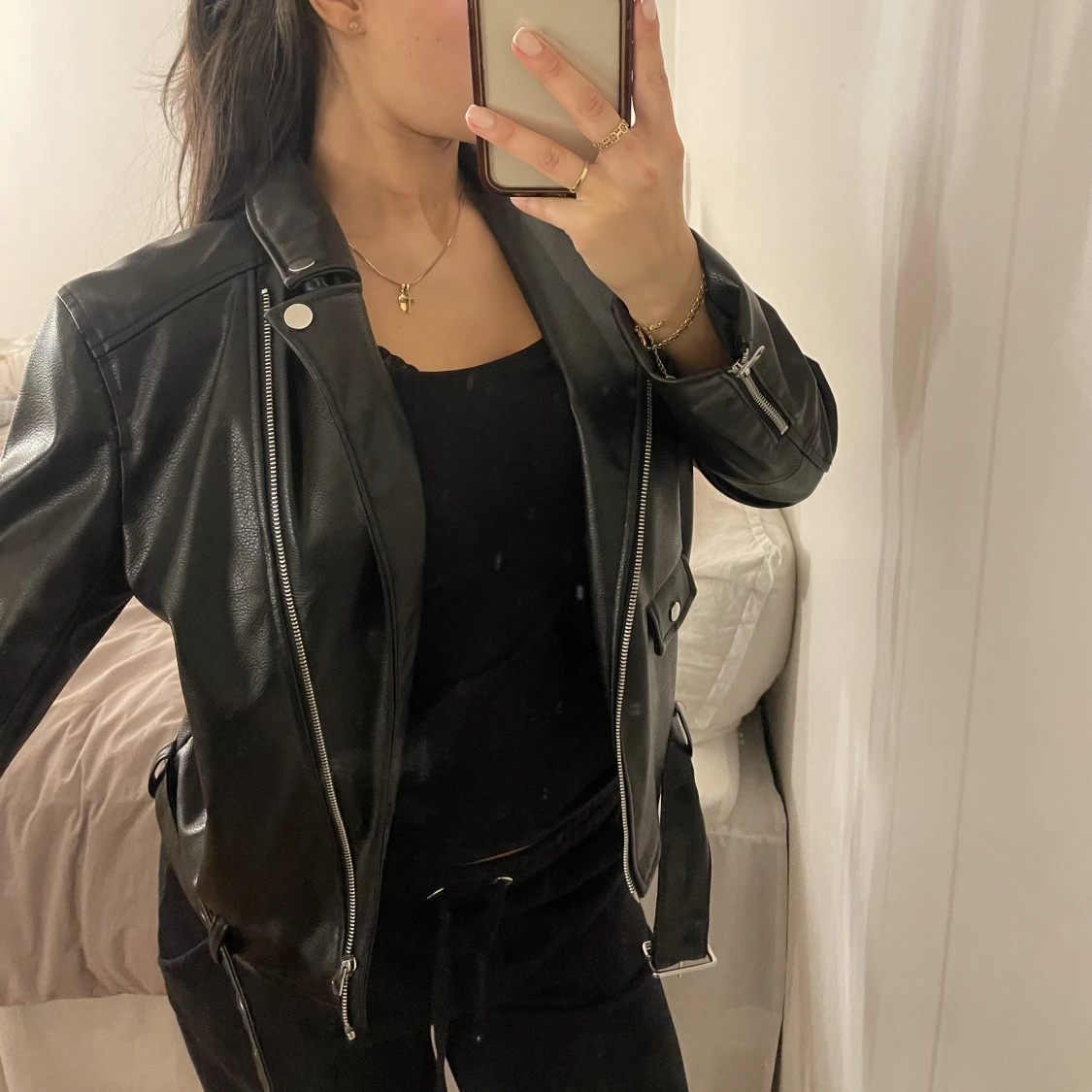 Svart oversized skinnjacka  - 91