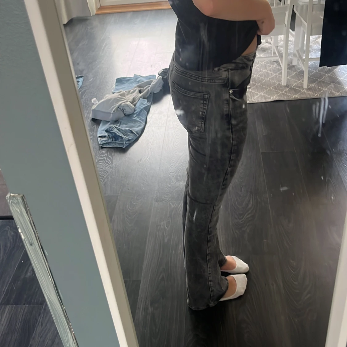 Gråa bootcut jeans  - 91