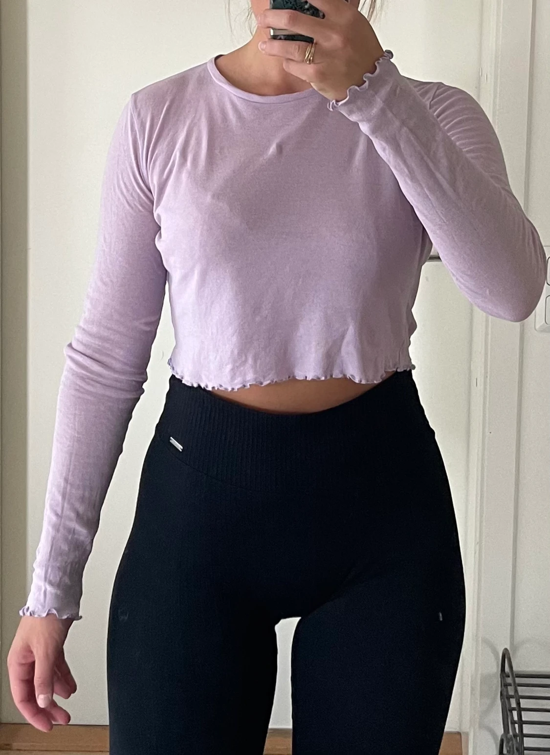 Croppad långärmad tröja