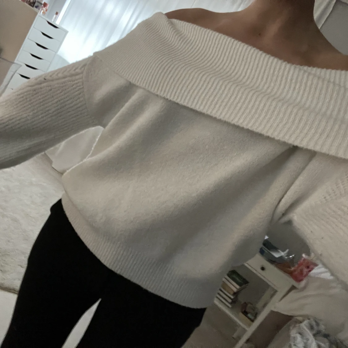 Stickad of shoulder tröja - 90