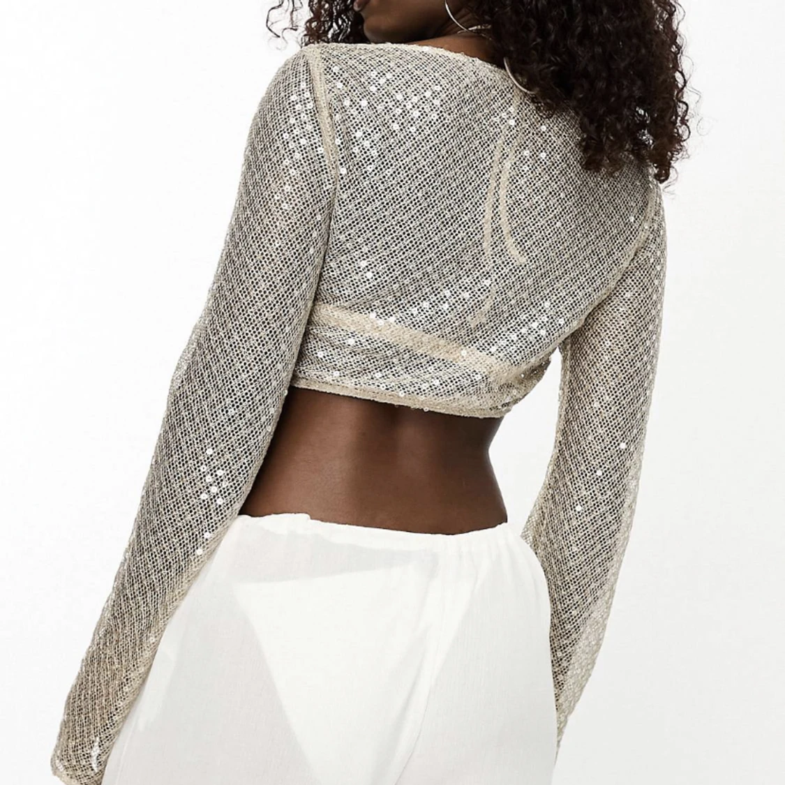 Champangefärgad glitter topp - 90