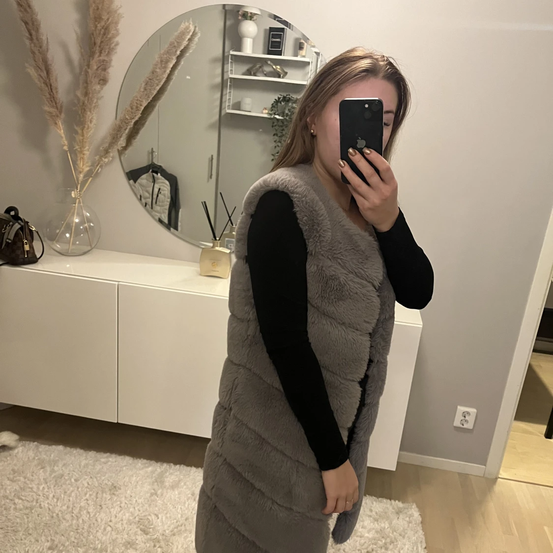 Grå fakepäls väst - 90