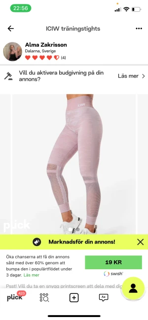 ICIW träningstights  - Jättesöta rosa träningstights som tyvär är försmå. Fösta bilden är från ICIW egna sida.(mycket bra skick) Nypris 599 säljs för 160
