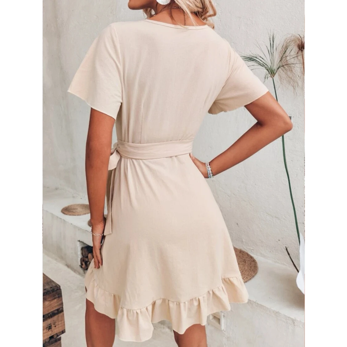 Beige enkel klänning - 91