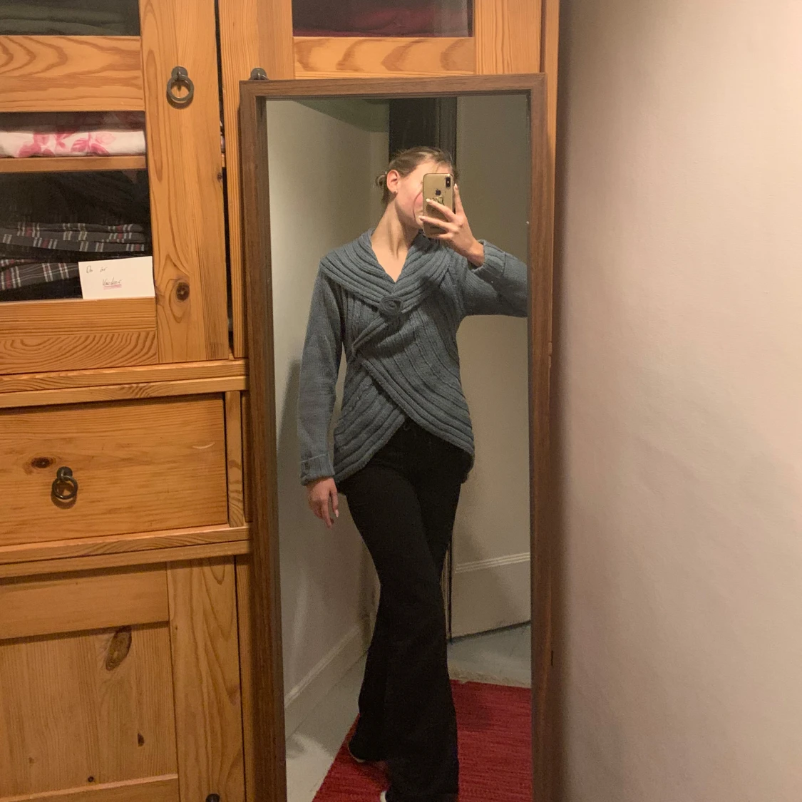 Grå/blå stickad kofta från Rabalder - 1