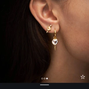 Guldörhängen med hjärta från Maria Nilsdotter - Eleganta guldörhängen från Maria Nilsdotter med ett hjärtformat hänge och en spetsig detalj. Perfekta för att ge en stilfull touch till din look. Som nytt och bara använt ett fåtal gånger😊 OBS Tar inte bud under 3700- 4000kr!!🤩✨Orginaltpris för båda 6390kr! Du kan köpa båda för 3700kr vid snabb affär❣️