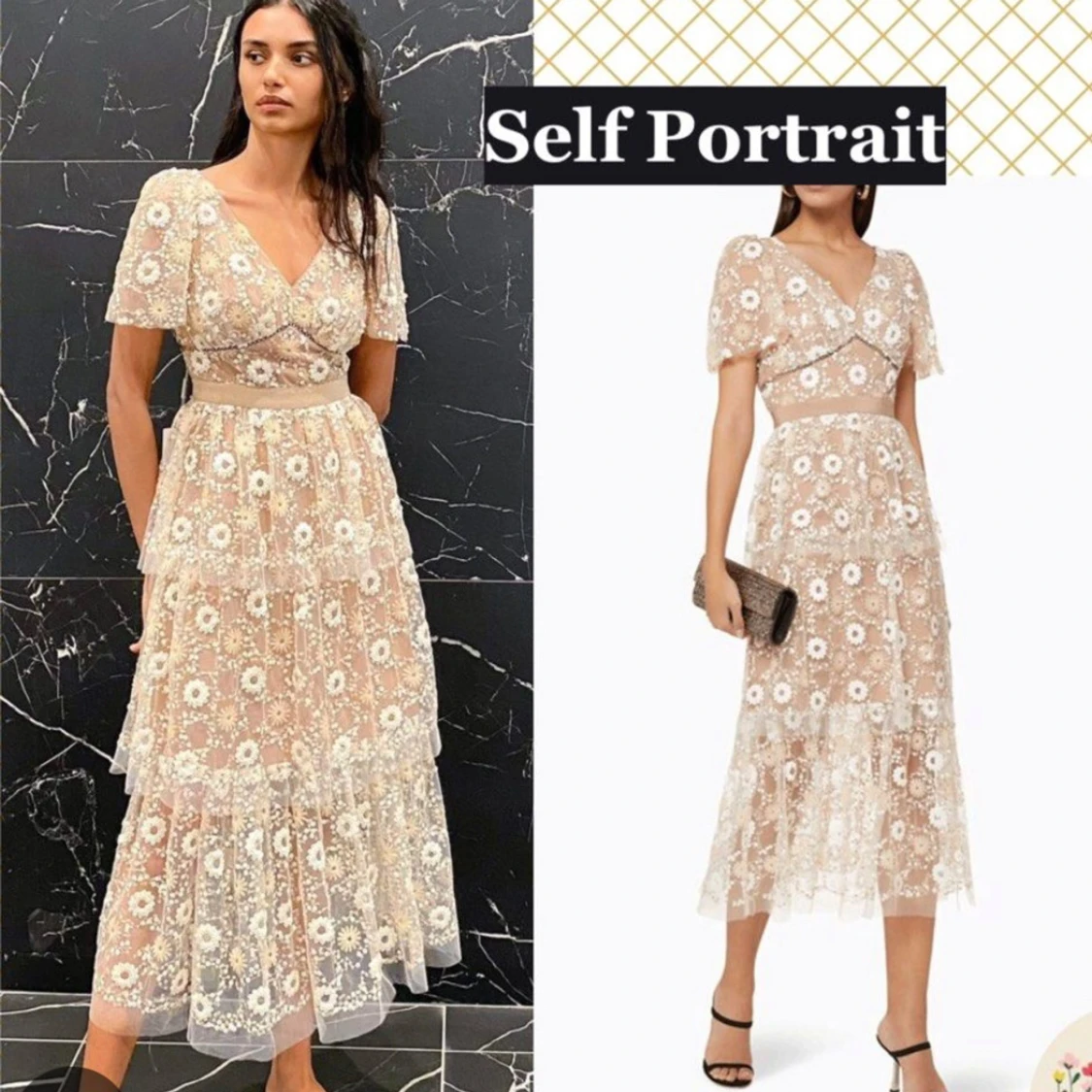 Blommig spetsklänning från Self Portrait