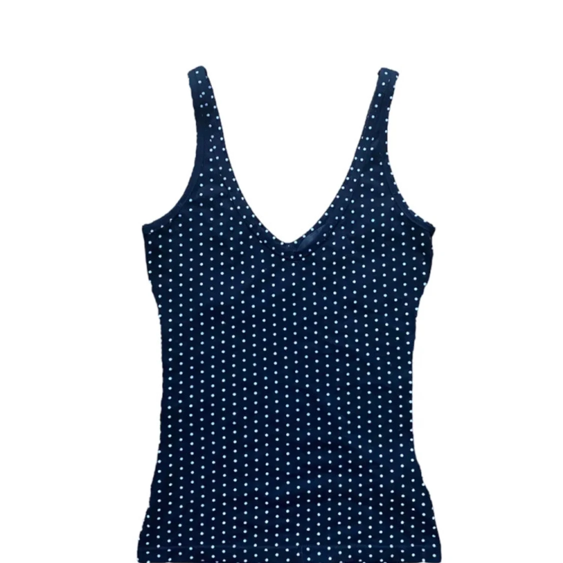 Mörkblå prickig linnetopp