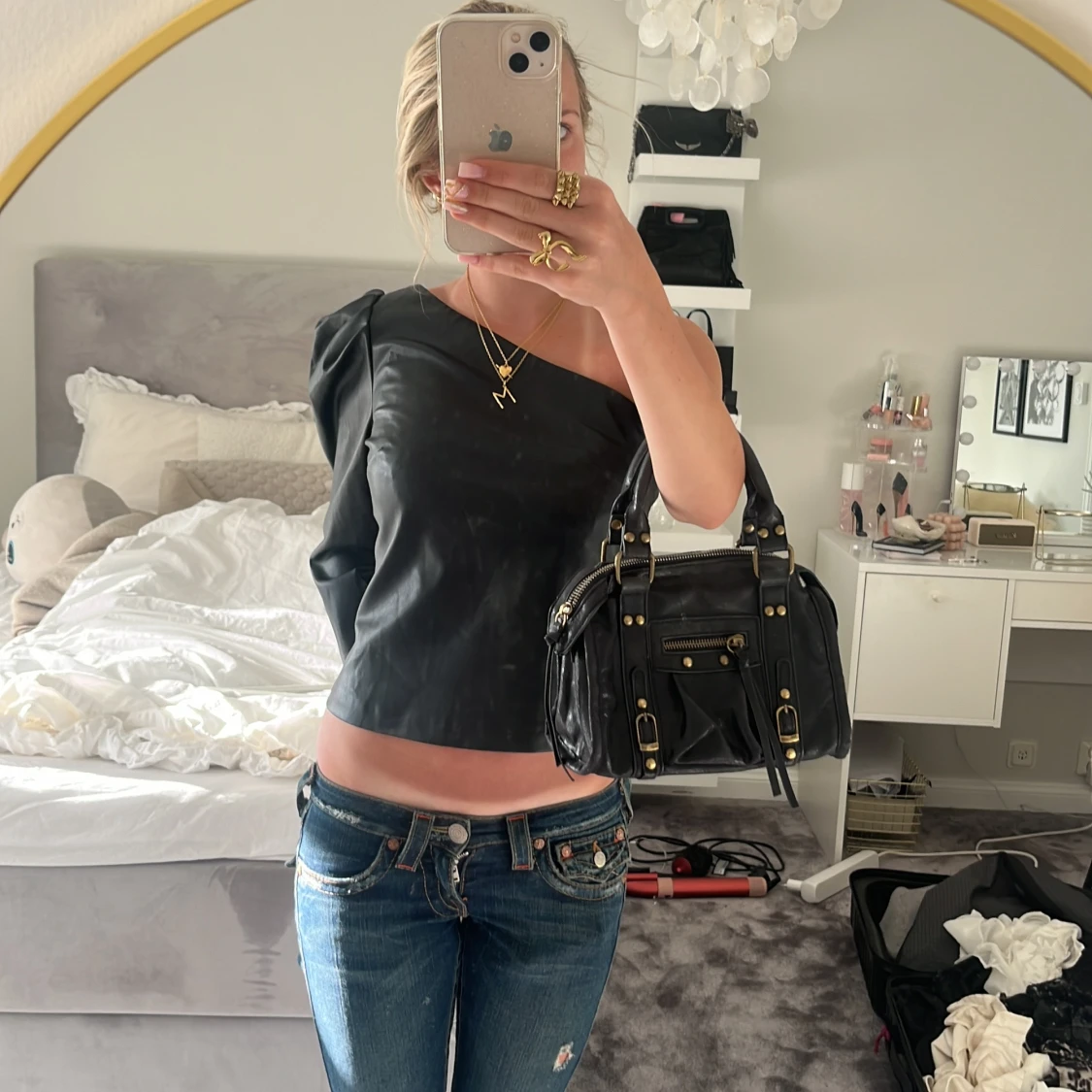 Svart oneshoulder topp - 2