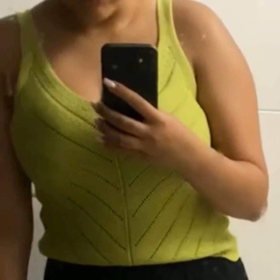 Grön stickad linnetopp - 1