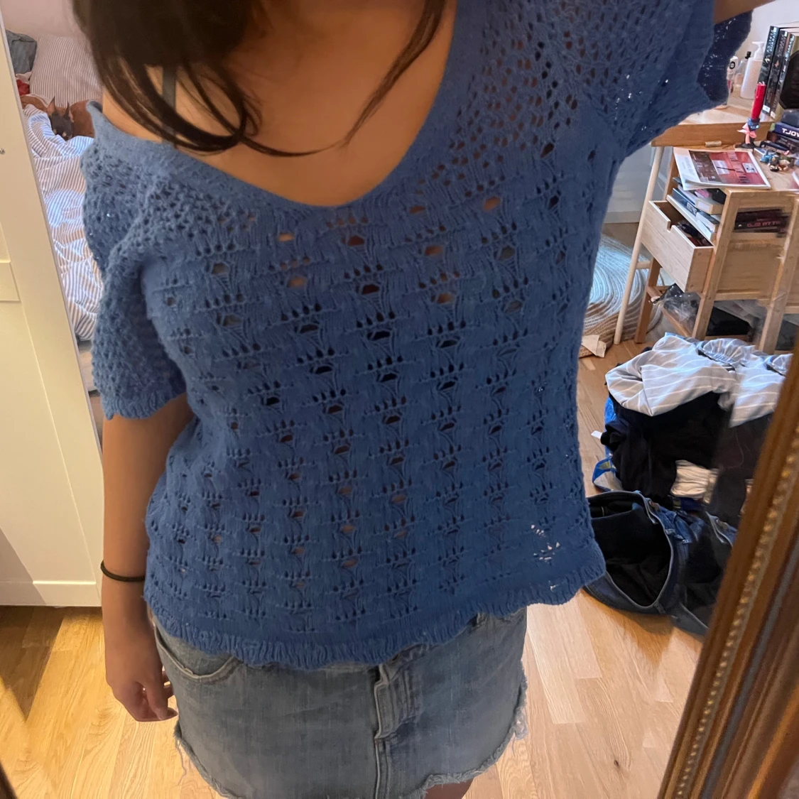 Blå stickad topp från ONLY - 1
